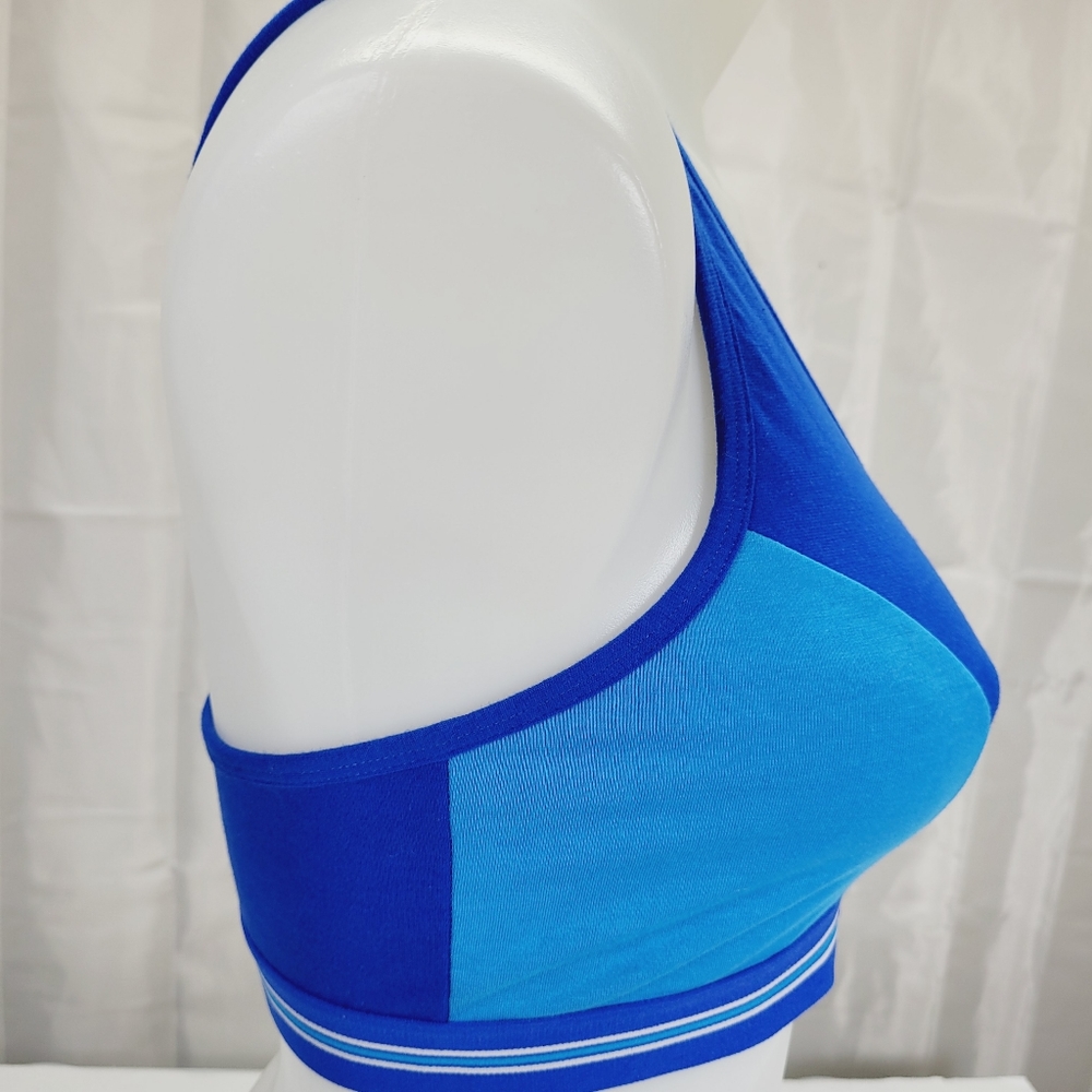 * Fruit of the loom size 36 racer back paddless wireless sports bra  blue - Picture 2 of 5